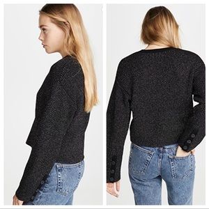 Rag & Bone Jubilee Metallic Black & Silver Cropped Sweater